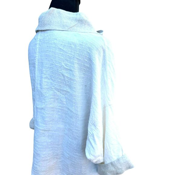 Flax Poetry Pullover Cowl Neck 100% Linen Lagenlook Top Minimalist Off White 6 - Picture 2 of 10
